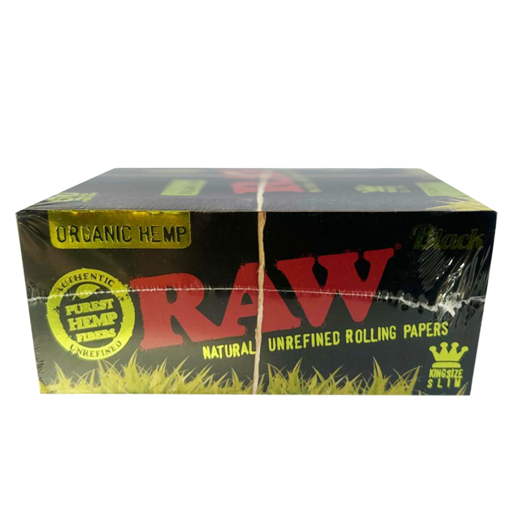 RAW Black Organic Hemp Rolling Papers (50 Packs/32 Leaves) - Ultra-Thin, Unbleached for Pure Taste