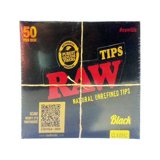 RAW Black Classic Rolling Paper Tips (50 Count)