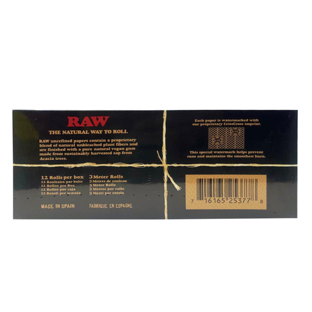 RAW Black Classic King Size Rolling Paper Roll 3 Meter (Pack of 12)
