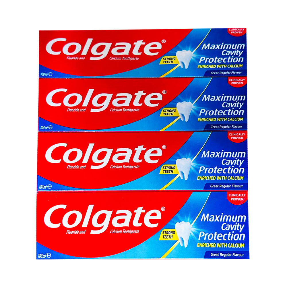 Colgate Maximum Cavity Protection: Double Defense for Strong Teeth with Fluoride & Calcium (Pack of 12)