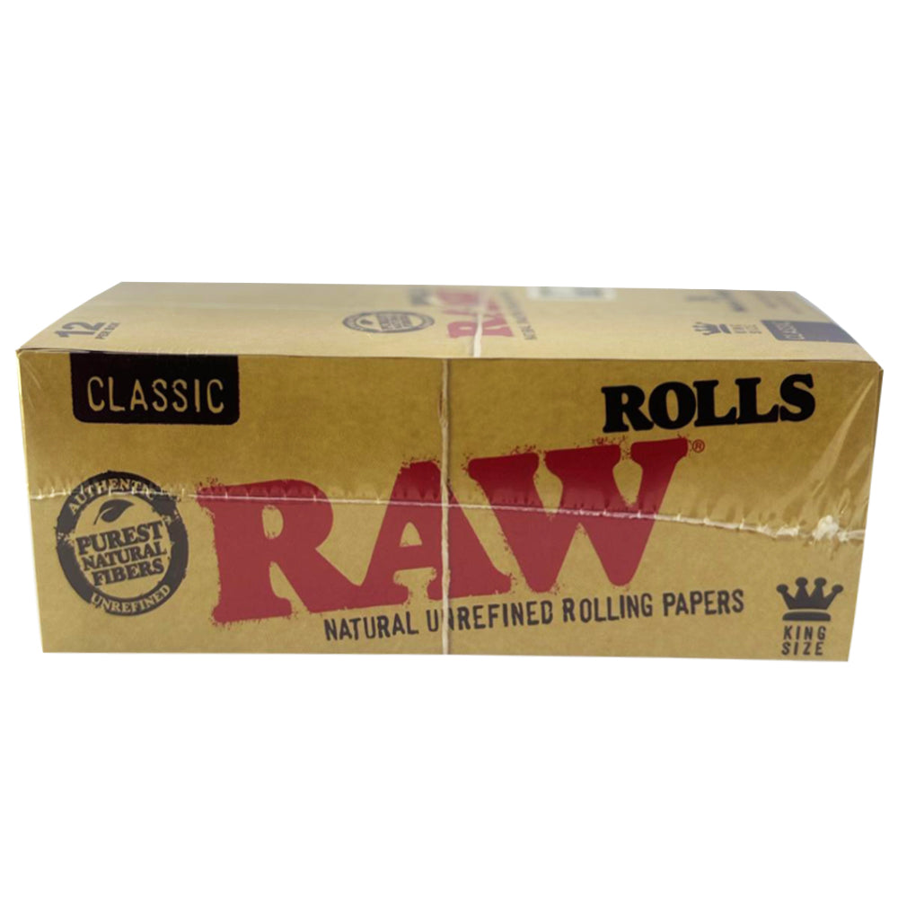 RAW Classic King Size Unrefined Rolling Paper Rolls (12 Pack of 3 Meter Rolls)