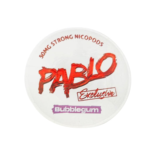 Pablo Exclusive Bubblegum Pack of 10 : Nicotine pouches with a nicotine content of 50 mg/g, featuring the flavor of bubblegum.