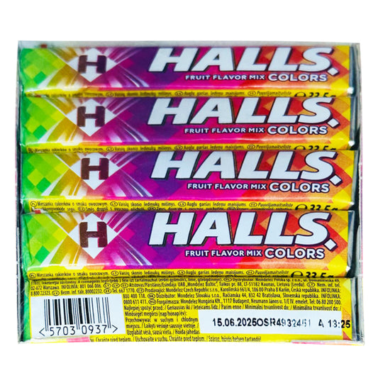 HALLS Fruit Flavor Mix - Assorted Colorful Lozenges for Instant Refreshment (Pack of 12)