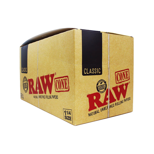 RAW Classic 1¼ Pre-Rolled Cones - 32 Pack Per Box - 6 Cones Per Pack