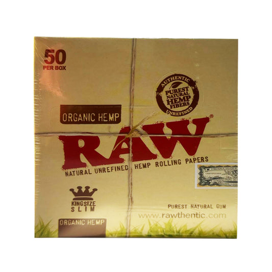 RAW Classic Organic Hemp Rolling Papers (King Size Slim, 50 Packs) - Unbleached, Pure Taste