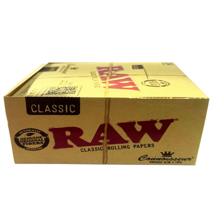 RAW Connoisseur: King Size Slim Papers with Tips (Pack of 24)
