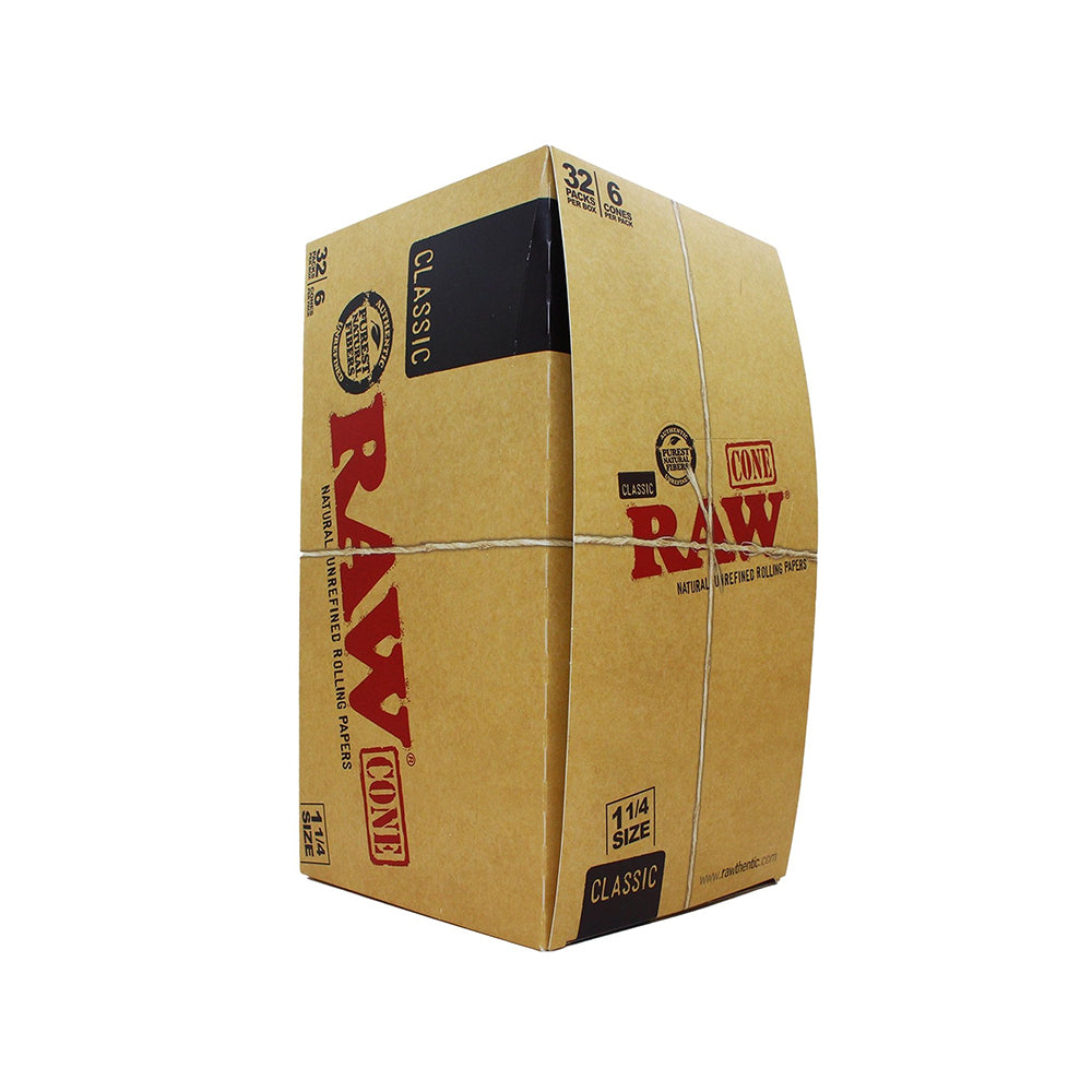 RAW Classic 1¼ Pre-Rolled Cones - 32 Pack Per Box - 6 Cones Per Pack