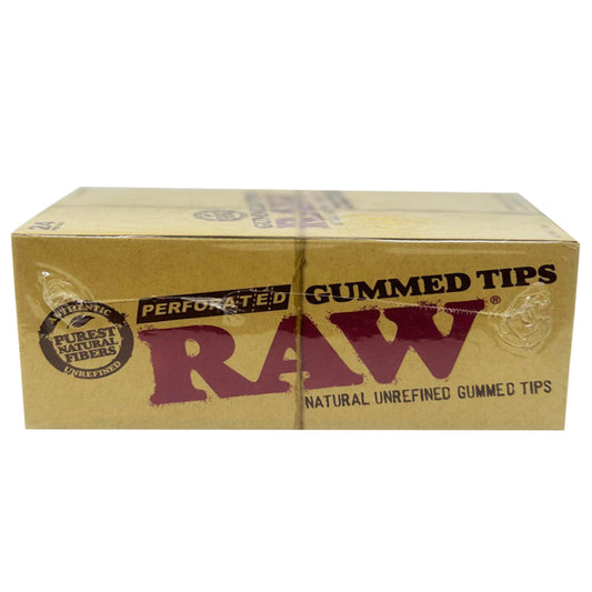 RAW Perforated Gummed Tips (Unrefined, Natural) - Pack of 24