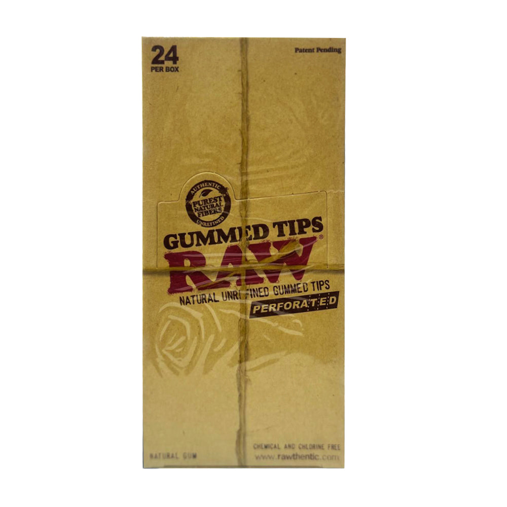 RAW Perforated Gummed Tips (Unrefined, Natural) - Pack of 24