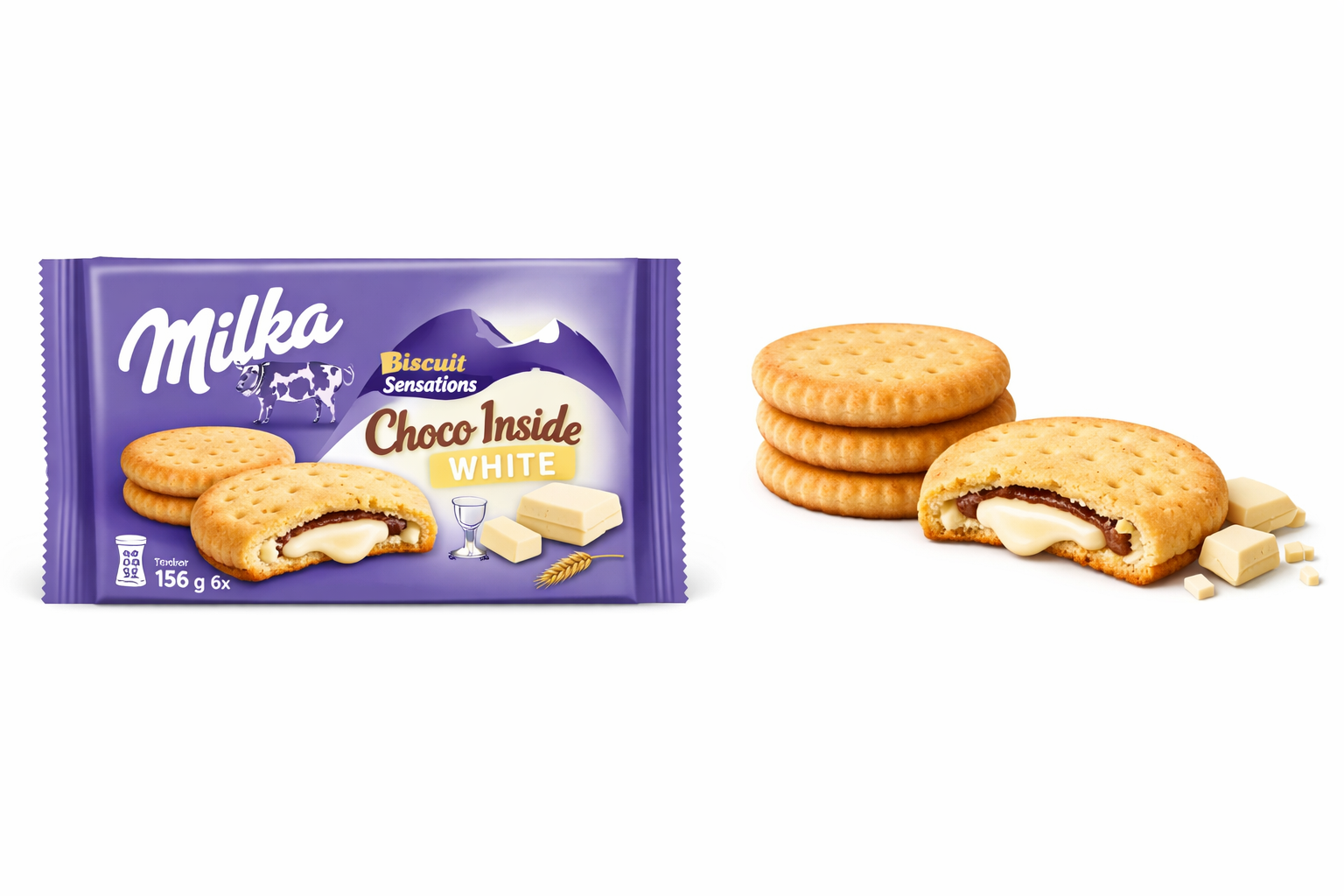 Milka Biscuit 156g Sensation Choco Inside White