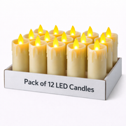 Pack of 12 LED Candles – Yellow