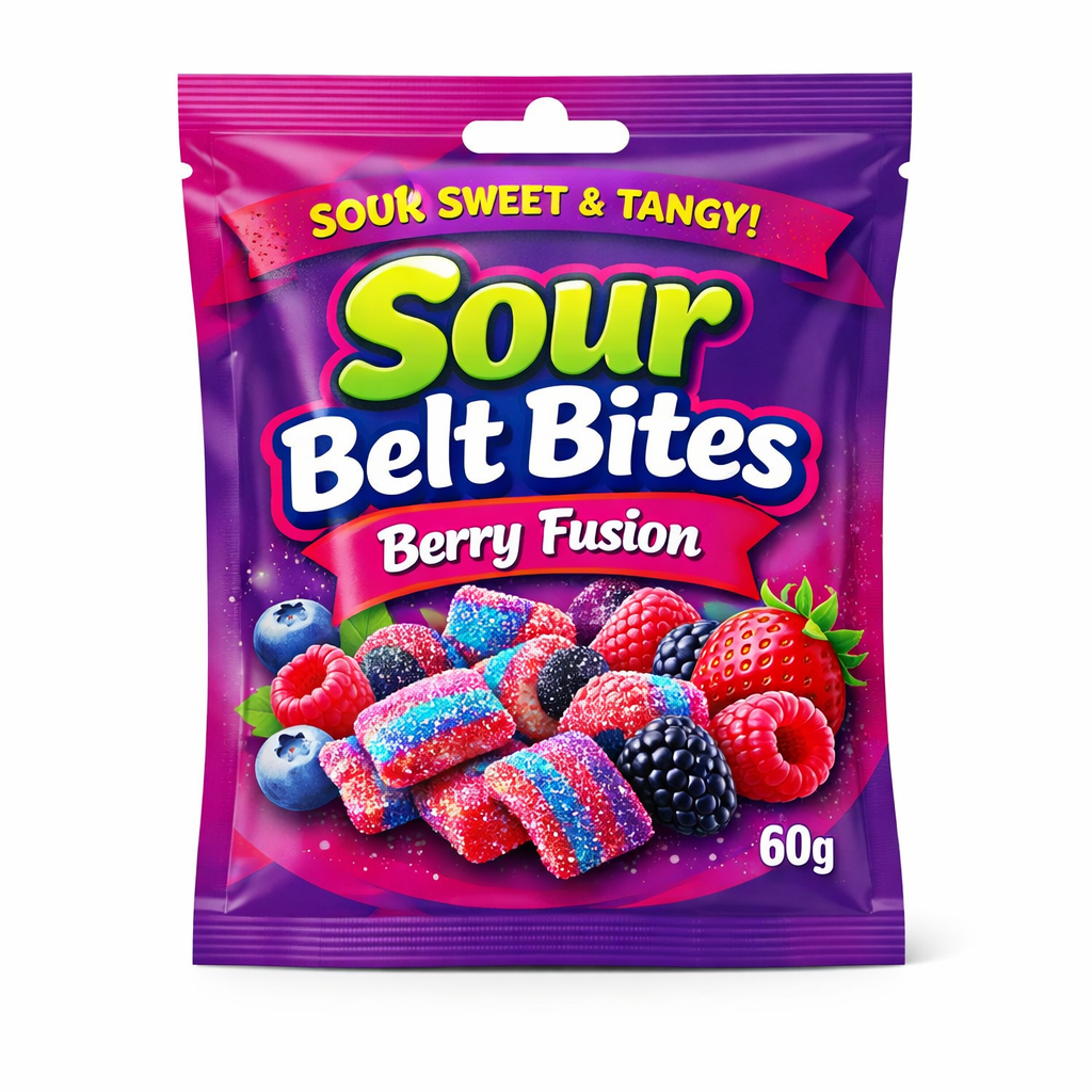 Sour Belt Bites 60g: Berry Fusion
